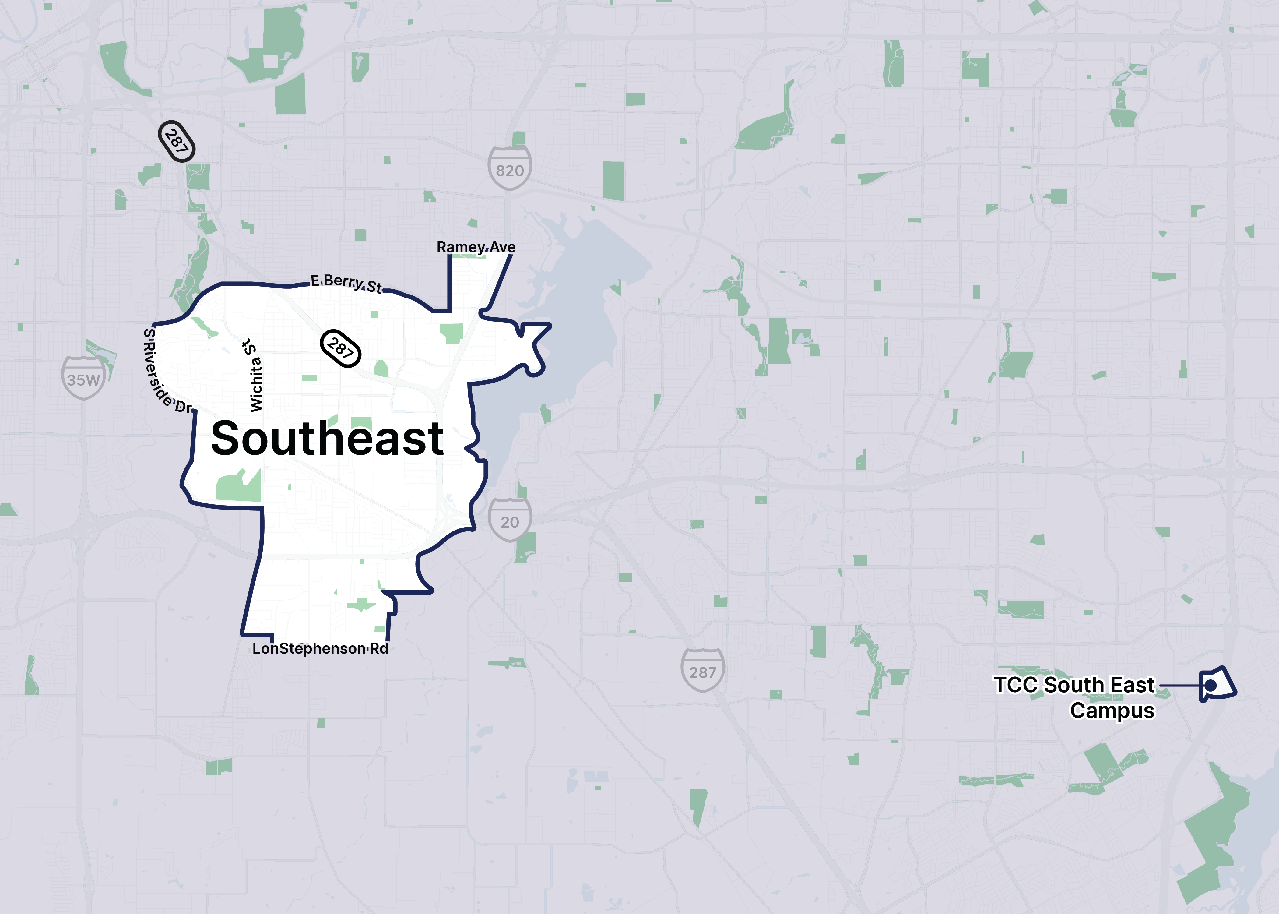 FTW - Trinity Metro_Service Zone Outlines_10-2025__Southeast