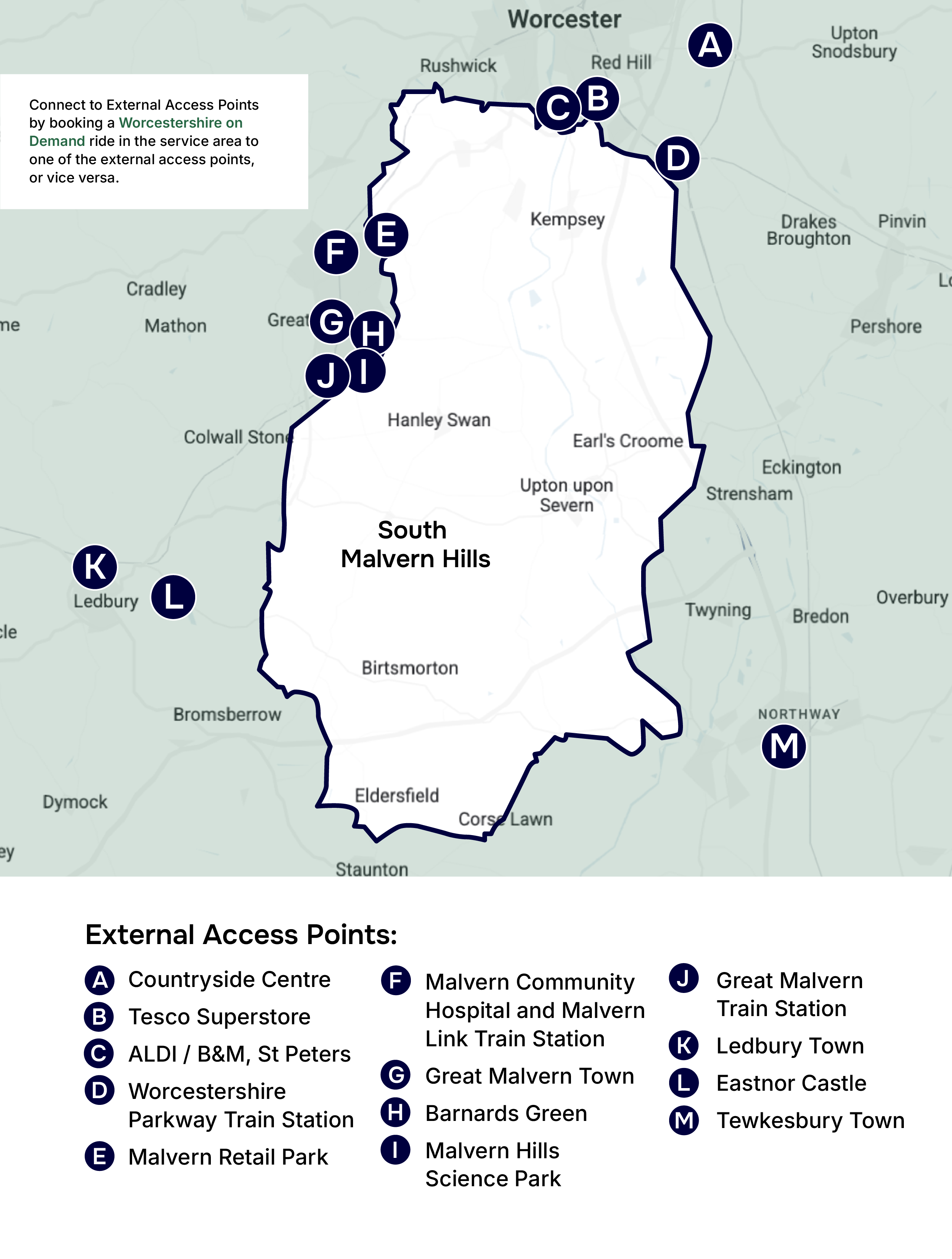 Worcestershire On Demand_Zone Map_South Malvern Hills